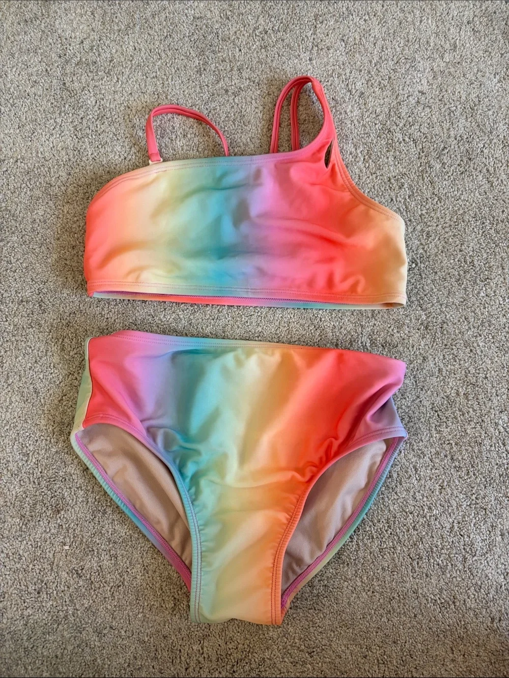 art class Rainbow Ombre Girls Two-Piece Bikini - Pink, Orange, Yellow, Blue